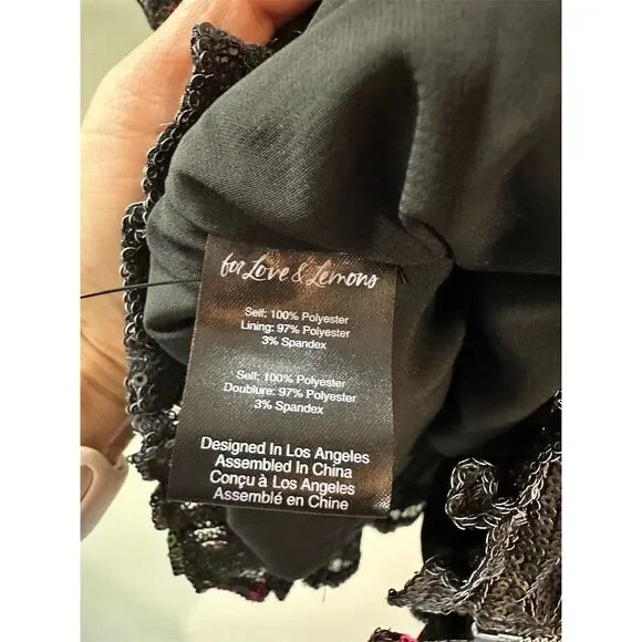 For Love & Lemons every rose   Strapless Sequin Mini Dress Black Size M - Picture 7 of 7